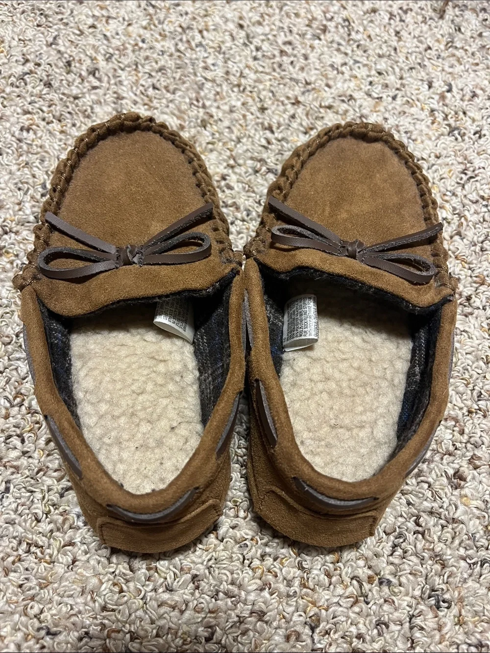 Target Kids Brown Suede Moccasin Slippers with Bow